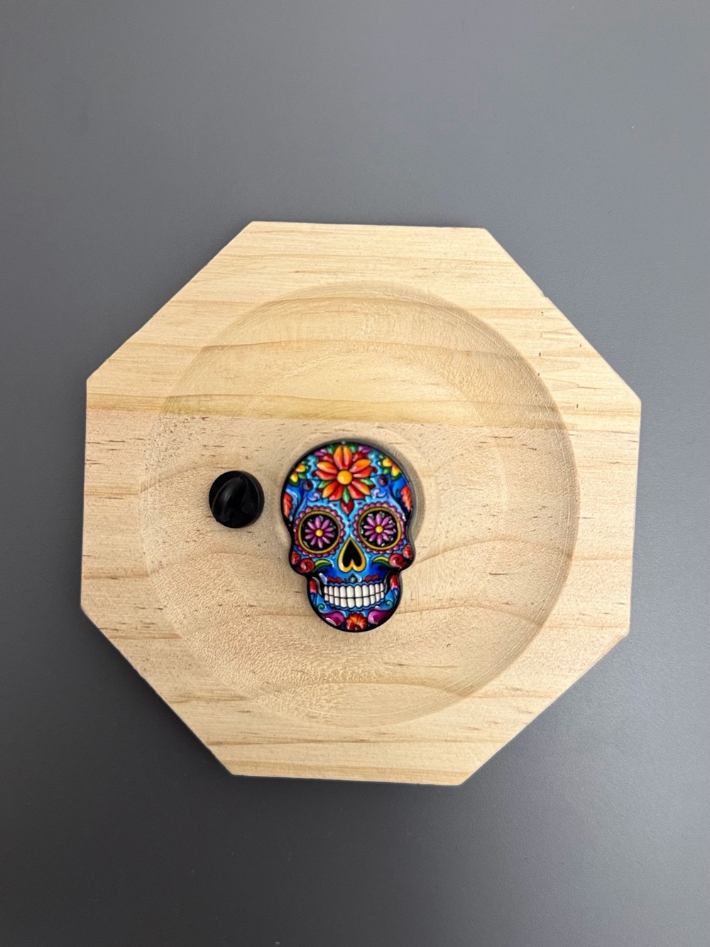 Colorful Sugar Skull Pin Day of the Dead Floral Skull Lapel Brooch